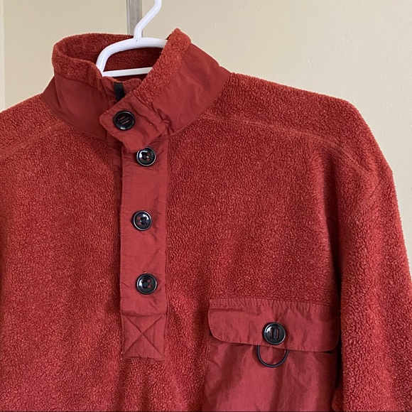 Gorpcore Rust Red 1/3 Button Fishing Utility Sweater Size Large - Picture 3 of 15